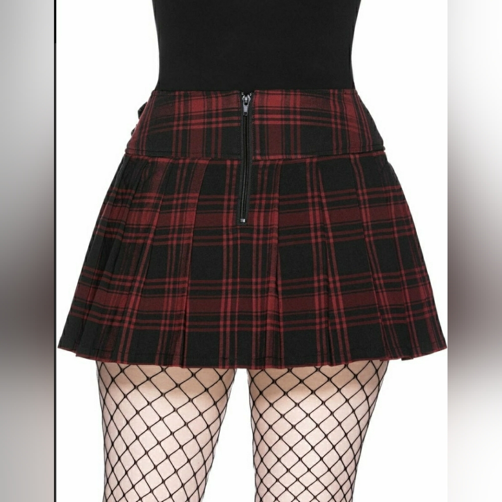 Killstar Red and Black Plaid Mini Skirt - Picture 2 of 6